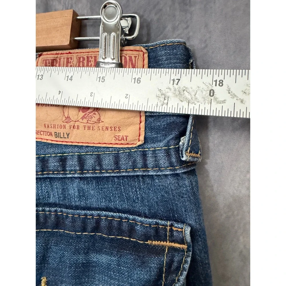 True Religion Billy Mens Straight Leg Jeans Blue Medium Wash Denim 34x30 USA